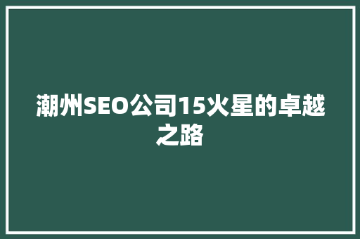 潮州SEO公司15火星的卓越之路