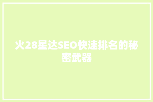 火28星达SEO快速排名的秘密武器