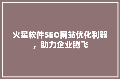 火星软件SEO网站优化利器，助力企业腾飞