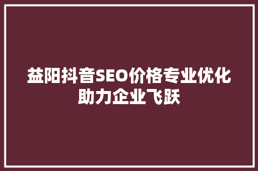 益阳抖音SEO价格专业优化助力企业飞跃