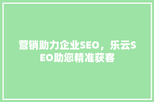 营销助力企业SEO，乐云SEO助您精准获客