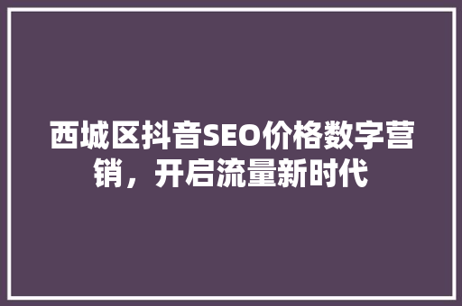 西城区抖音SEO价格数字营销，开启流量新时代
