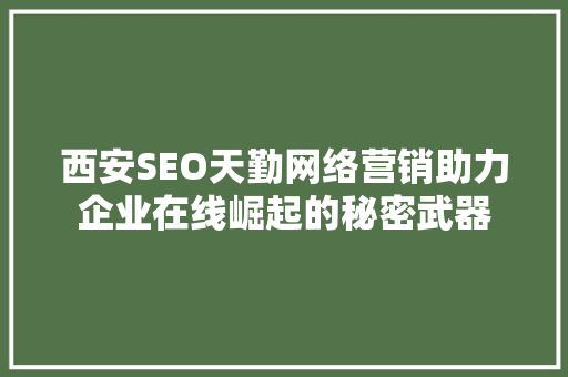 西安SEO天勤网络营销助力企业在线崛起的秘密武器