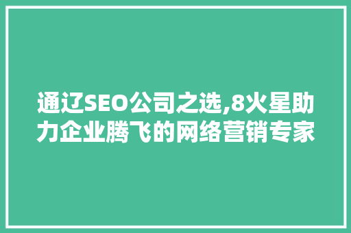 通辽SEO公司之选,8火星助力企业腾飞的网络营销专家