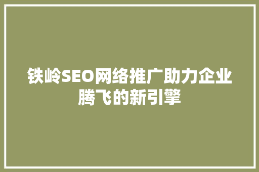 铁岭SEO网络推广助力企业腾飞的新引擎