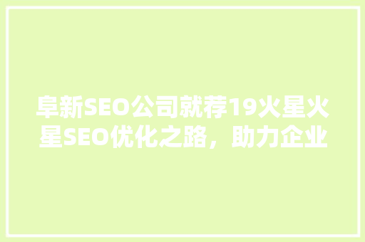 阜新SEO公司就荐19火星火星SEO优化之路，助力企业腾飞