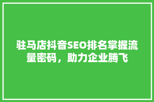 驻马店抖音SEO排名掌握流量密码，助力企业腾飞