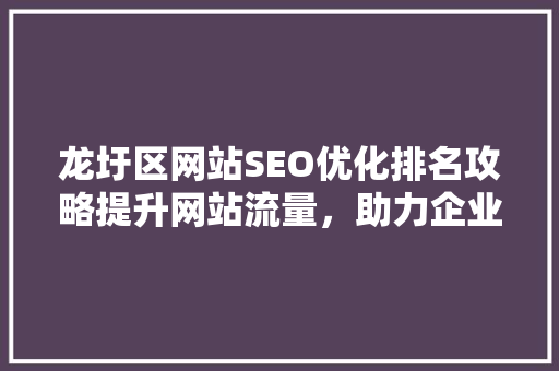 龙圩区网站SEO优化排名攻略提升网站流量，助力企业腾飞
