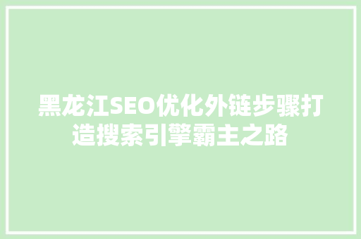 黑龙江SEO优化外链步骤打造搜索引擎霸主之路