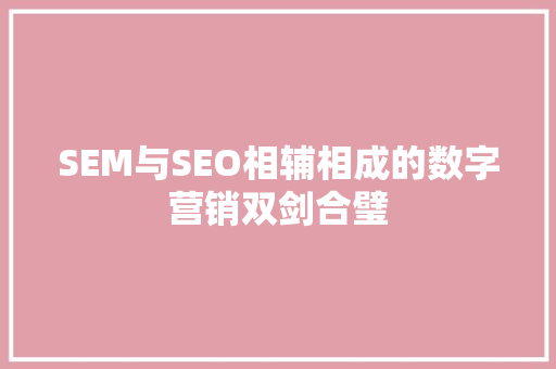 SEM与SEO相辅相成的数字营销双剑合璧