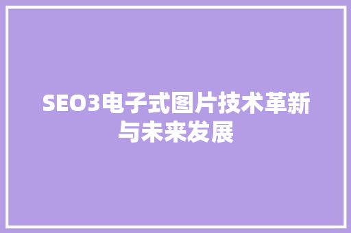SEO3电子式图片技术革新与未来发展