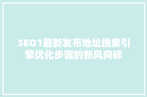 SEO1最新发布地址搜索引擎优化步骤的新风向标