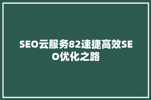 SEO云服务82速捷高效SEO优化之路