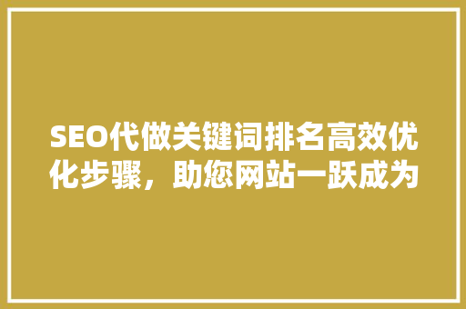 SEO代做关键词排名高效优化步骤，助您网站一跃成为行业翘楚