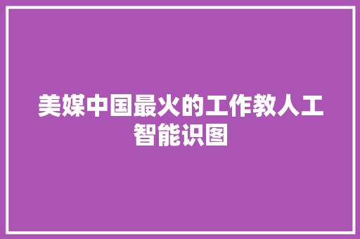 美媒中国最火的工作教人工智能识图