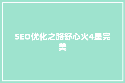 SEO优化之路舒心火4星完美