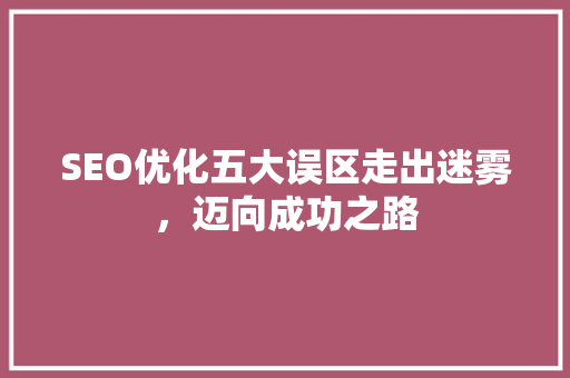 SEO优化五大误区走出迷雾，迈向成功之路