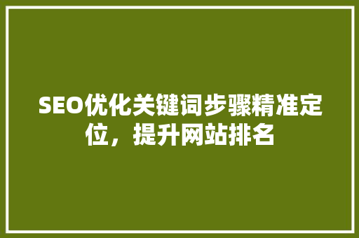 SEO优化关键词步骤精准定位，提升网站排名