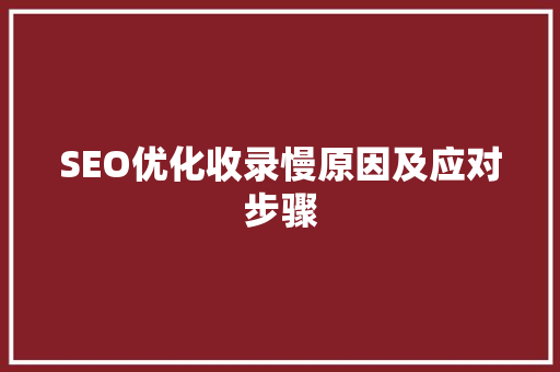 SEO优化收录慢原因及应对步骤