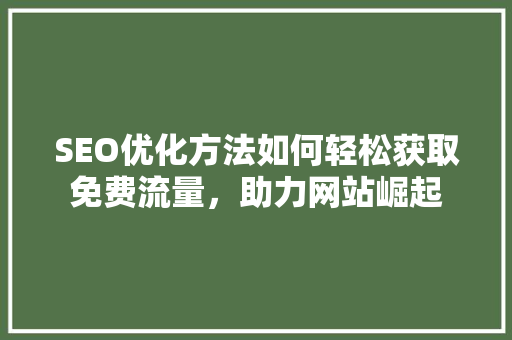 SEO优化方法如何轻松获取免费流量，助力网站崛起