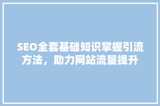 SEO全套基础知识掌握引流方法，助力网站流量提升