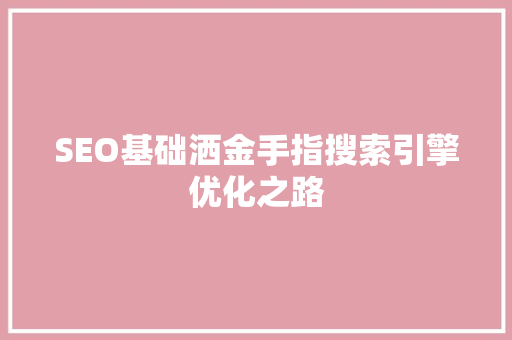 SEO基础洒金手指搜索引擎优化之路