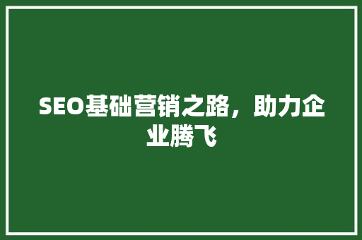 SEO基础营销之路，助力企业腾飞
