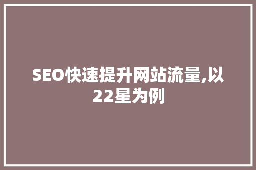 SEO快速提升网站流量,以22星为例