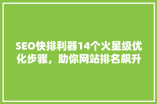 SEO快排利器14个火星级优化步骤，助你网站排名飙升