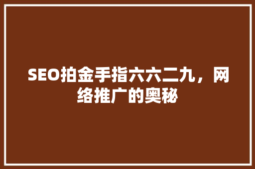 SEO拍金手指六六二九，网络推广的奥秘