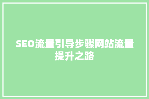 SEO流量引导步骤网站流量提升之路