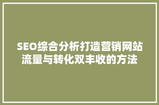 SEO综合分析打造营销网站流量与转化双丰收的方法