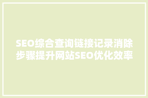 SEO综合查询链接记录消除步骤提升网站SEO优化效率的关键途径