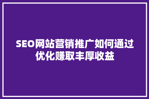 SEO网站营销推广如何通过优化赚取丰厚收益