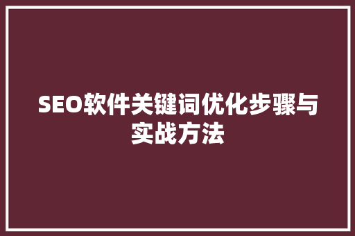 SEO软件关键词优化步骤与实战方法