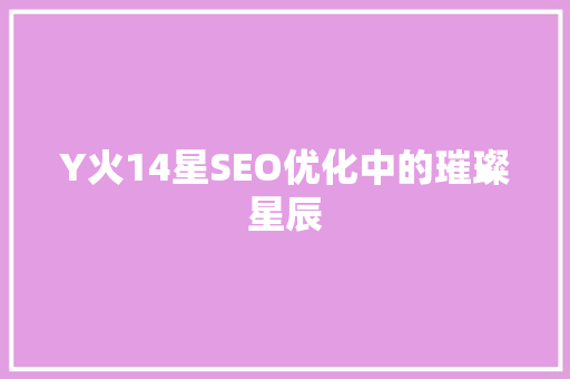 Y火14星SEO优化中的璀璨星辰