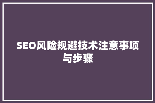 SEO风险规避技术注意事项与步骤