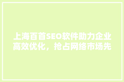 上海百首SEO软件助力企业高效优化，抢占网络市场先机