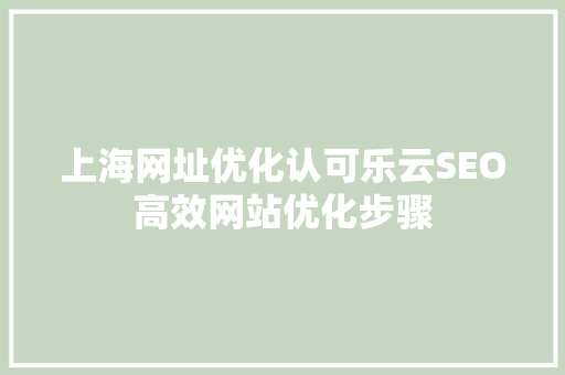 上海网址优化认可乐云SEO高效网站优化步骤
