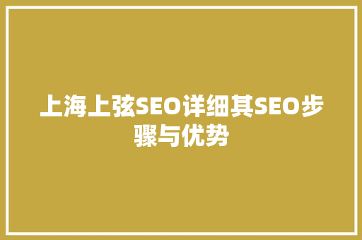 上海上弦SEO详细其SEO步骤与优势