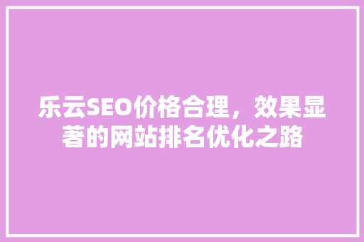 乐云SEO价格合理，效果显著的网站排名优化之路