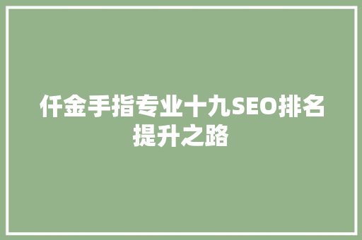 仟金手指专业十九SEO排名提升之路