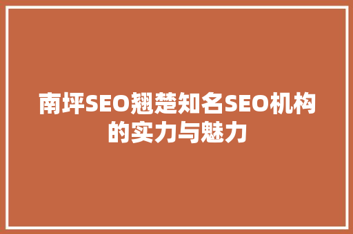 南坪SEO翘楚知名SEO机构的实力与魅力