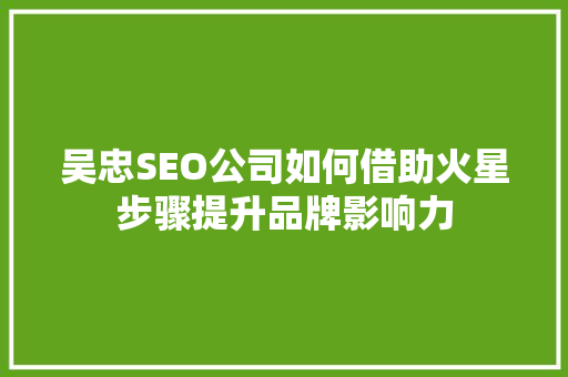 吴忠SEO公司如何借助火星步骤提升品牌影响力