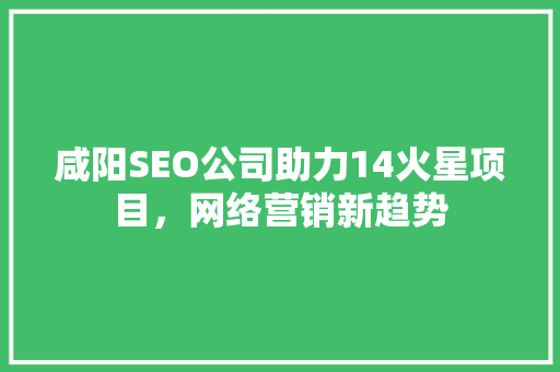 咸阳SEO公司助力14火星项目，网络营销新趋势