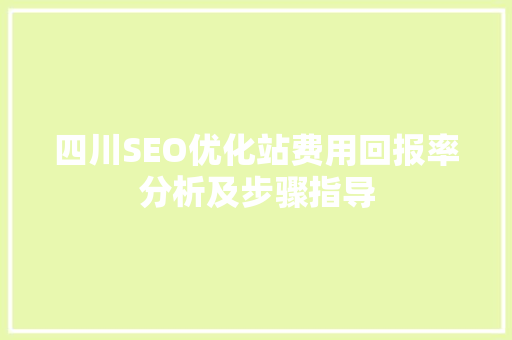 四川SEO优化站费用回报率分析及步骤指导