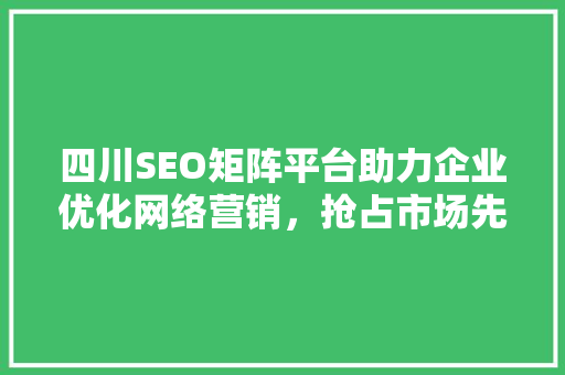 四川SEO矩阵平台助力企业优化网络营销，抢占市场先机