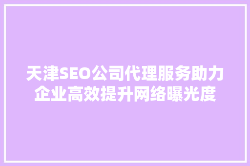 天津SEO公司代理服务助力企业高效提升网络曝光度