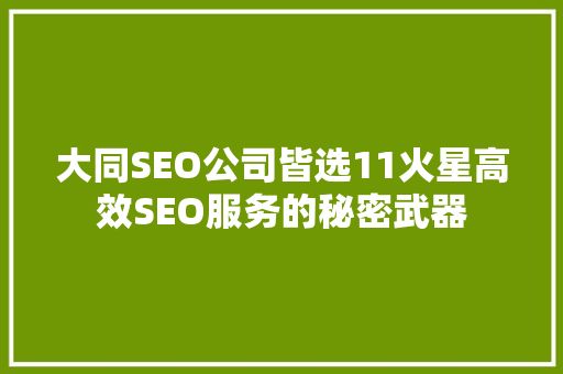 大同SEO公司皆选11火星高效SEO服务的秘密武器