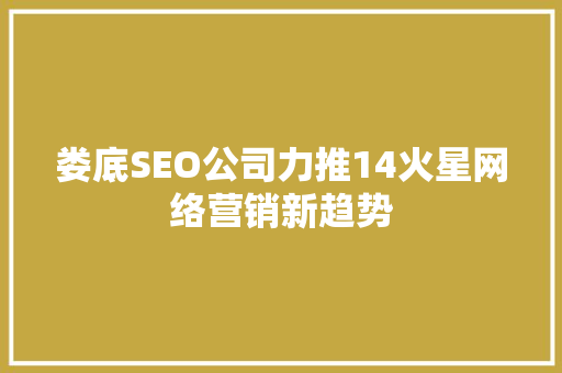 娄底SEO公司力推14火星网络营销新趋势